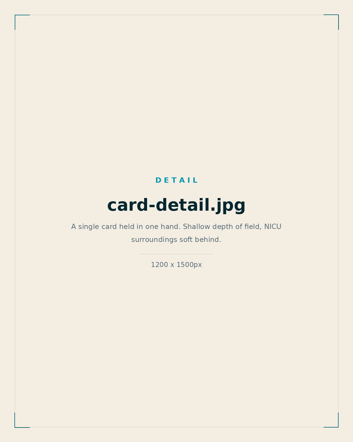A NICU Jargon Rx card held in one hand at the bedside.