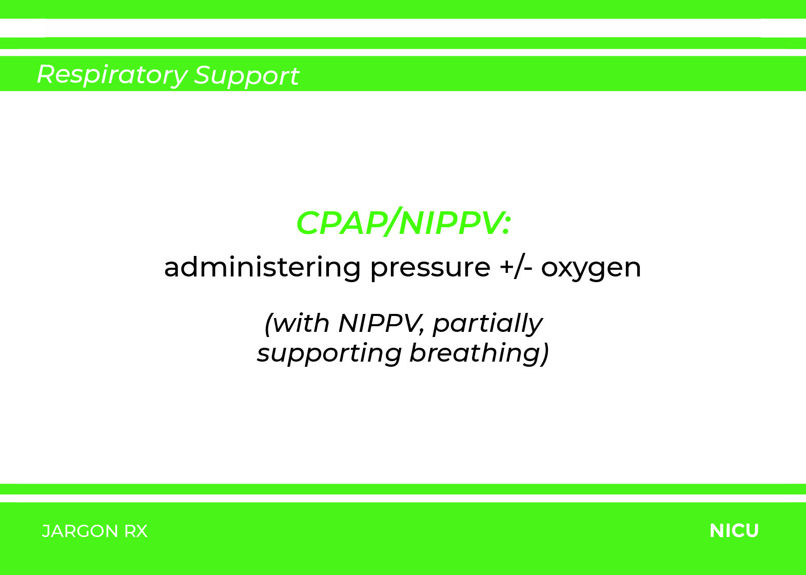 NICU Jargon Rx Respiratory card, back