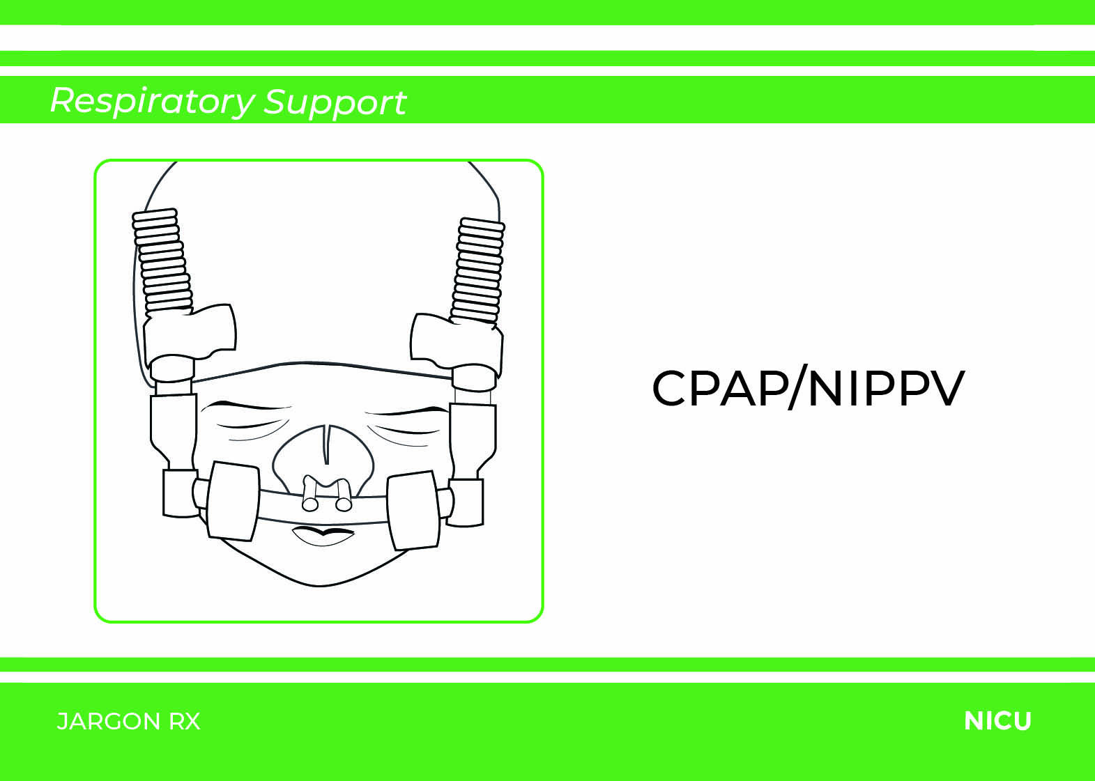 NICU Jargon Rx Respiratory card, front